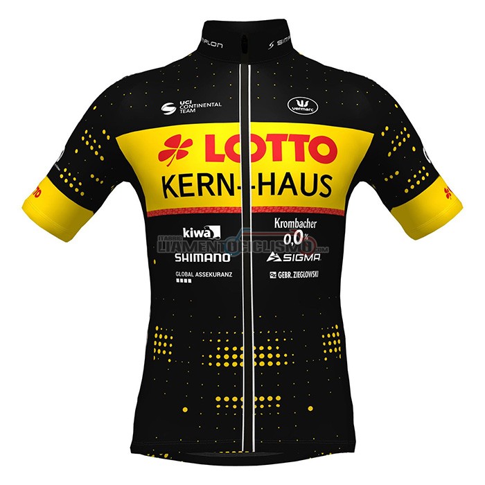Abbigliamento Ciclismo Lotto-Kern Haus Manica Corta 2022 Nero Giallo